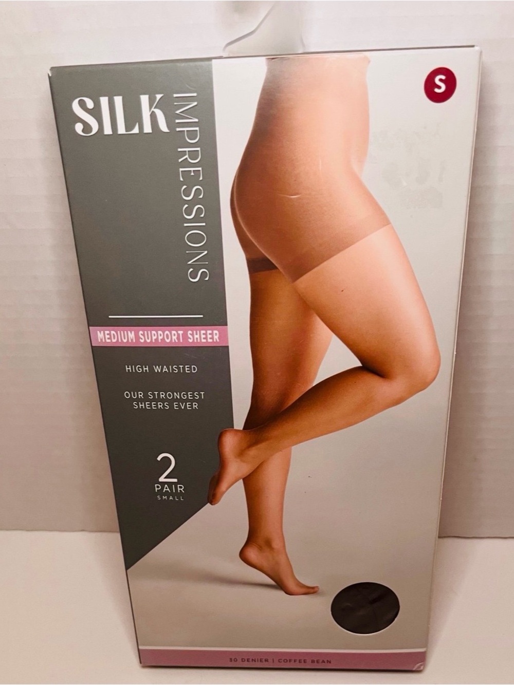 Silk Impressions Sheer Support Pantyhose 2 Pack Size S Coffee Bean 30 Denier